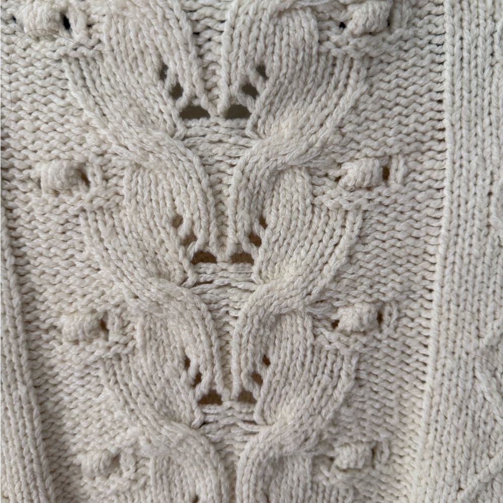 Anthropologie Cream Cable Knit Button-Front Women's Sweater Cardigan - Picture 4 of 9